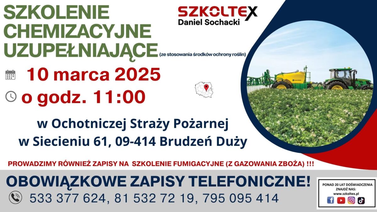 Szkolenie chemizacyjne uzupełniające (ze stosowania środków ochrony roślin)