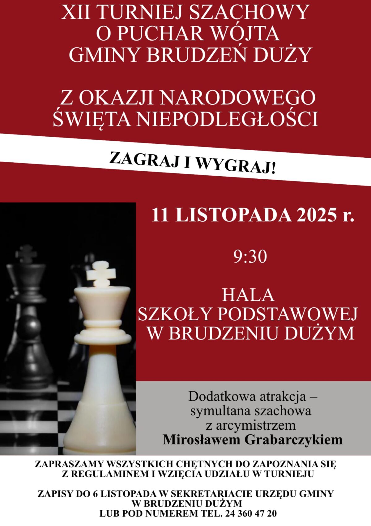 🎉 XII Turniej Szachowy o Puchar Wójta Gminy Brudzeń Duży ♟️