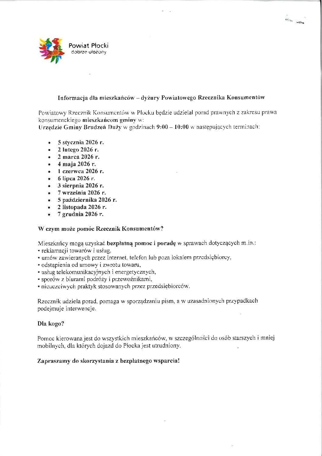 Dyżury Powiatowego Rzecznika Praw Konsumenta