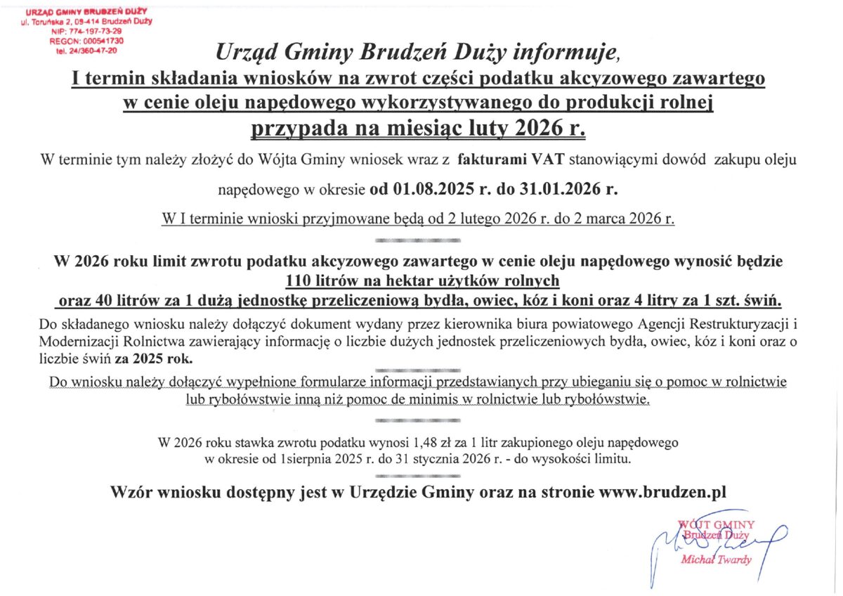 zwrot podatku akcyzowego