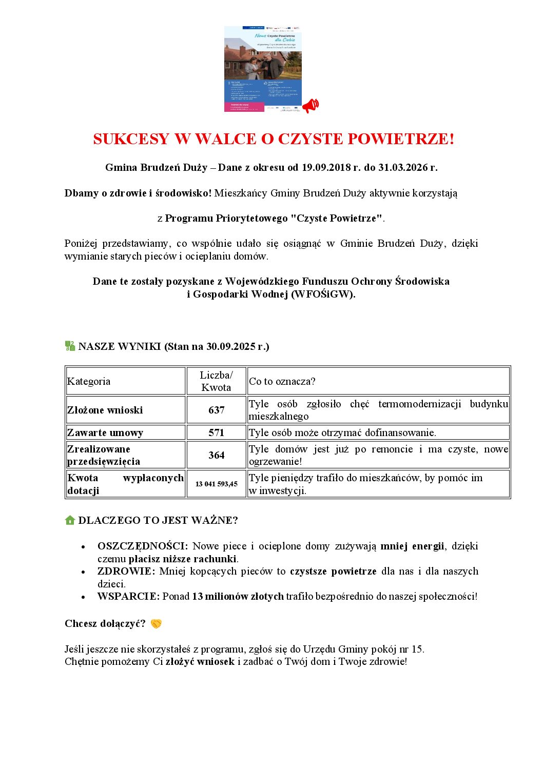 SUKCESY W WALCE O CZYSTE POWIETRZE!