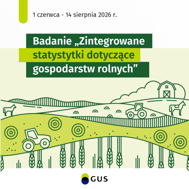 Główny Urząd Statystyczny rozpoczyna badanie ankietowe, które obejmie aż 120 tys. gospodarstw w całym kraju. Celem badania jest dostarczenie informacji pozwalającej na dokonanie analizy zmian zachodzących w strukturze gospodarstw rolnych oraz ich wieloprzekrojowej charakterystyki. Otrzymane wyniki pozwolą na opracowanie typologii gospodarstw rolnych tj. wielkości ekonomicznej i typów rolniczych. Realizacja badania, w którym zbierany jest szeroki zakres informacji o polskim rolnictwie, jest możliwa dzięki wykorzystaniu środków z budżetu państwa oraz dofinansowaniu ze środków unijnych.